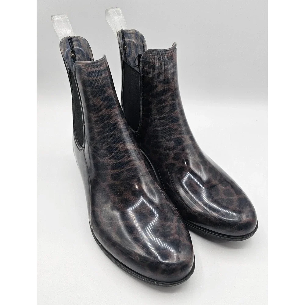Sam Edelman Womens Tinsley Rain Boots Size 7 Leopard Print Rubber Almond Toe